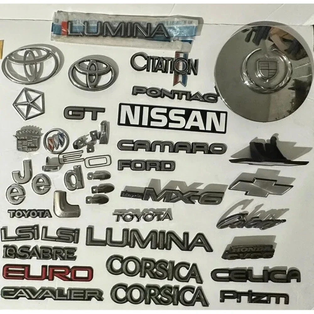 Lot of 40 + Vintage Car Emblems Collection Buick Chevrolet‎ Toyota Camaro Nissan